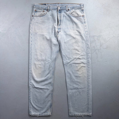 Levis 501 Vintage 90s USA XX Straight Leg Jeans Blue Light Wash 38x32 Act 36x30
