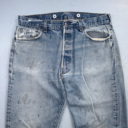 Levis 501 Vintage 80s USA XX Straight Leg Jeans Blue Light Wash Act 34x32