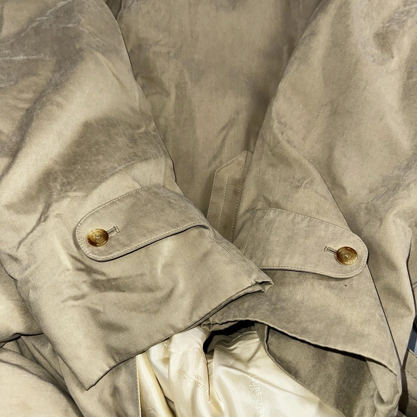 AQUASCUTUM Men's Long Button Up Beige Trench Coat UK 42 Pre-Loved Classic Belted