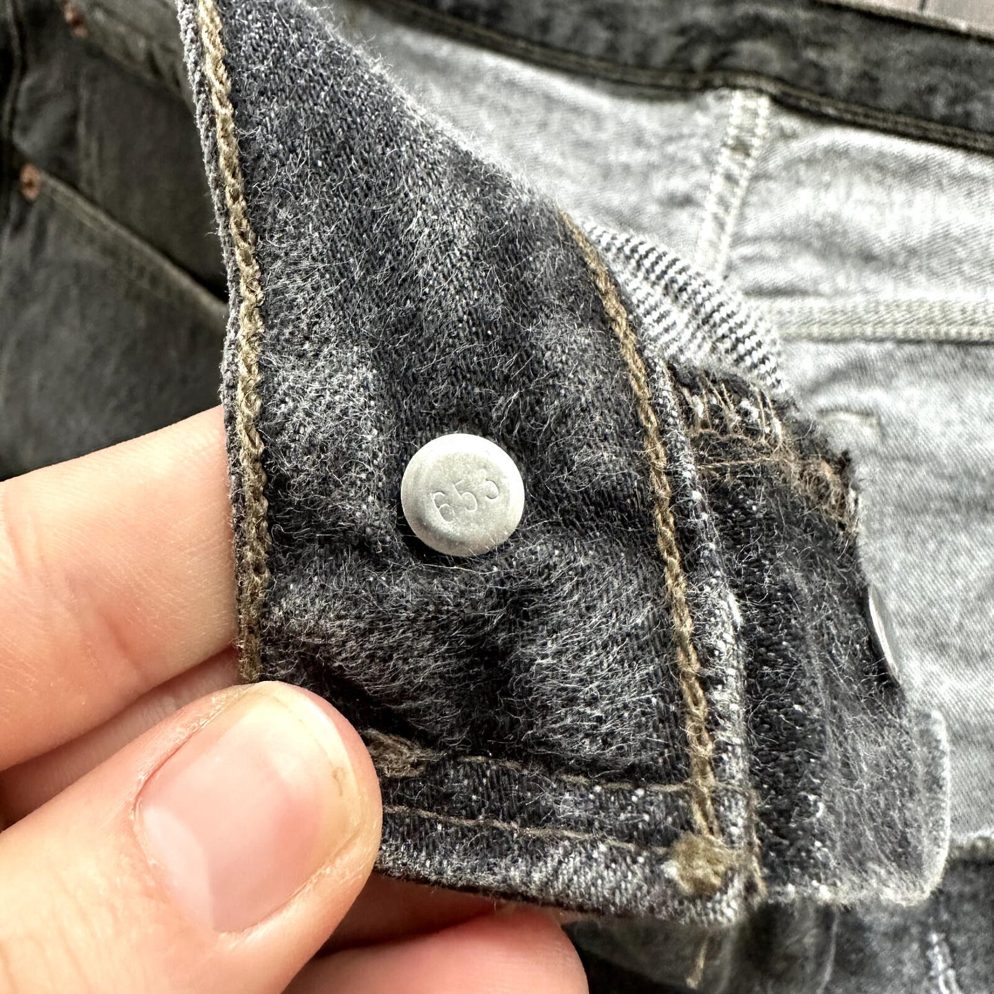 Vintage Levis 501 Button Fly 90s Tag Jeans Black Gray 80s 38x34 Act 35x32