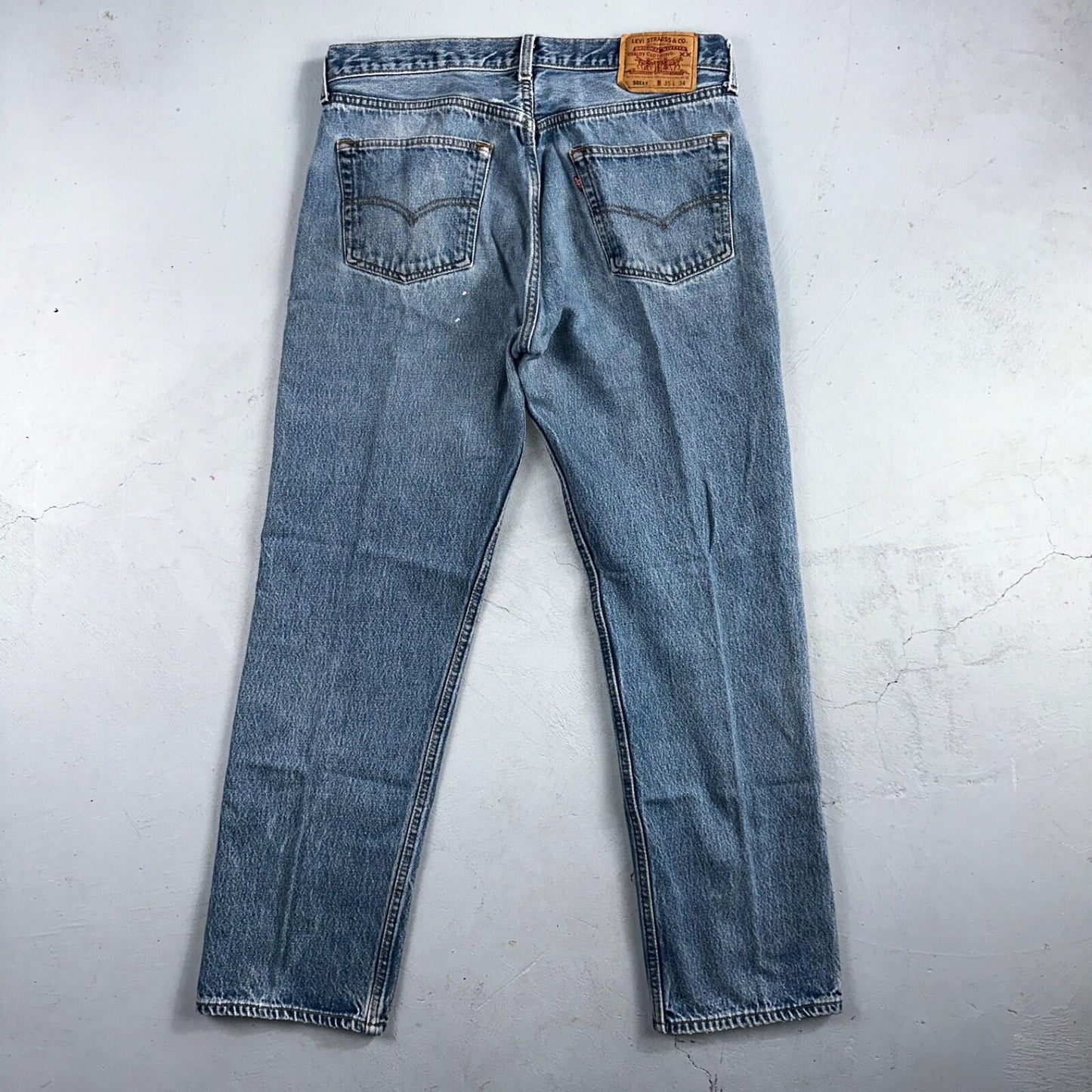 Levis 501 Vintage 90s USA XX Straight Leg Jeans Blue Light Wash 35x34 Act 33x30