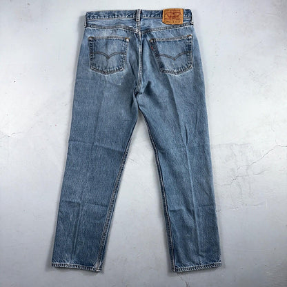 Levis 501 Vintage 90s USA XX Straight Leg Jeans Blue Light Wash 35x34 Act 33x30
