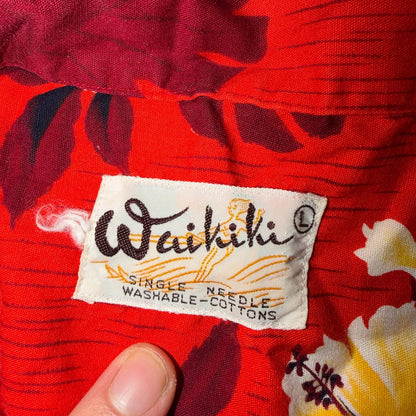 Vintage 60s 70s Waikiki Holiday Hawaiian Shirt Mens L Aloha Tropical Beach Retro