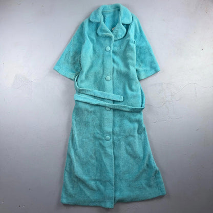 Carol Brent 1950s VTG Blue Fuzzy Rockabilly 50s Robe Bath Button Fancy Cute