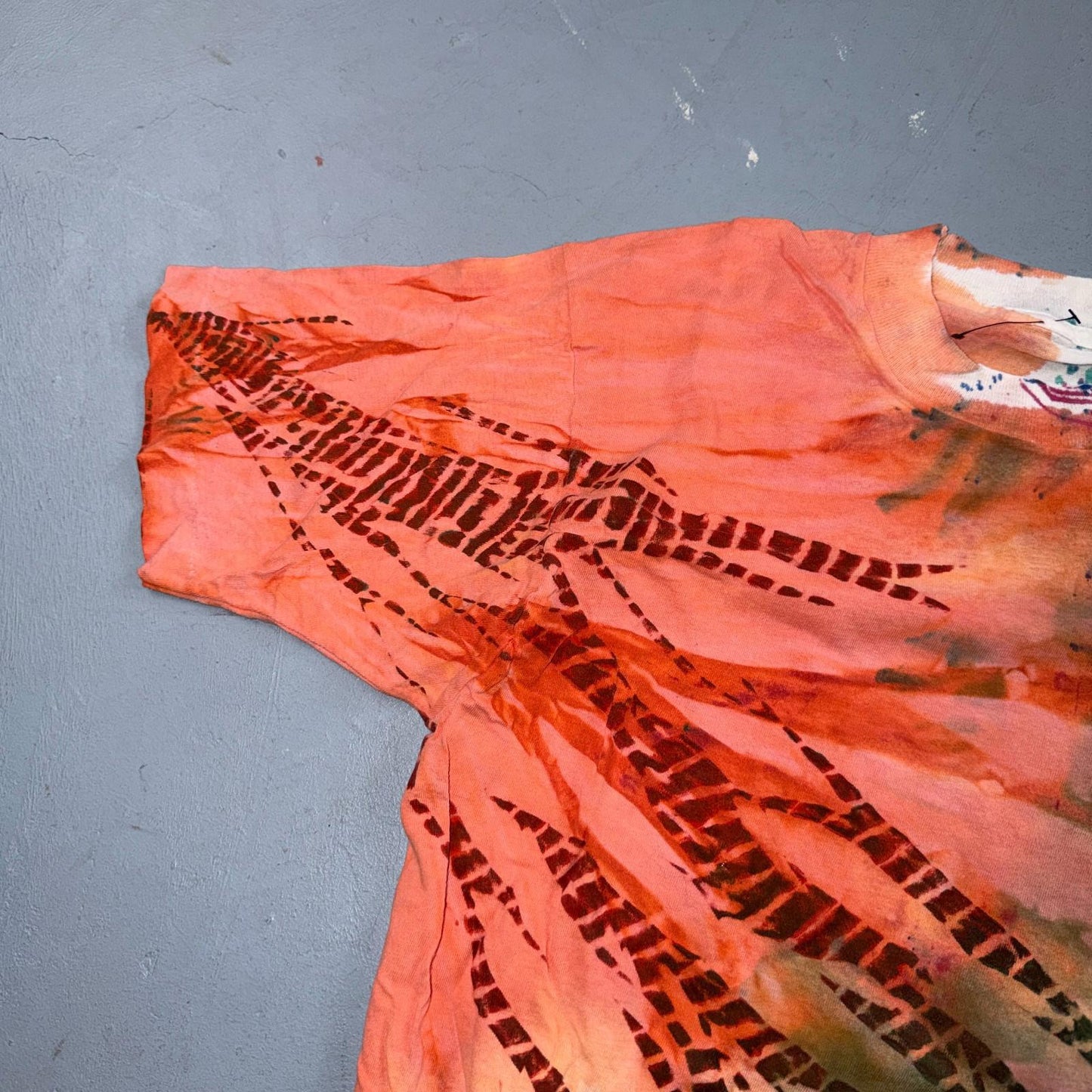 Arizona Snake Skin Tie Dye Vintage T Shirt 80s Single Stitch Green Red 1980s Rap
