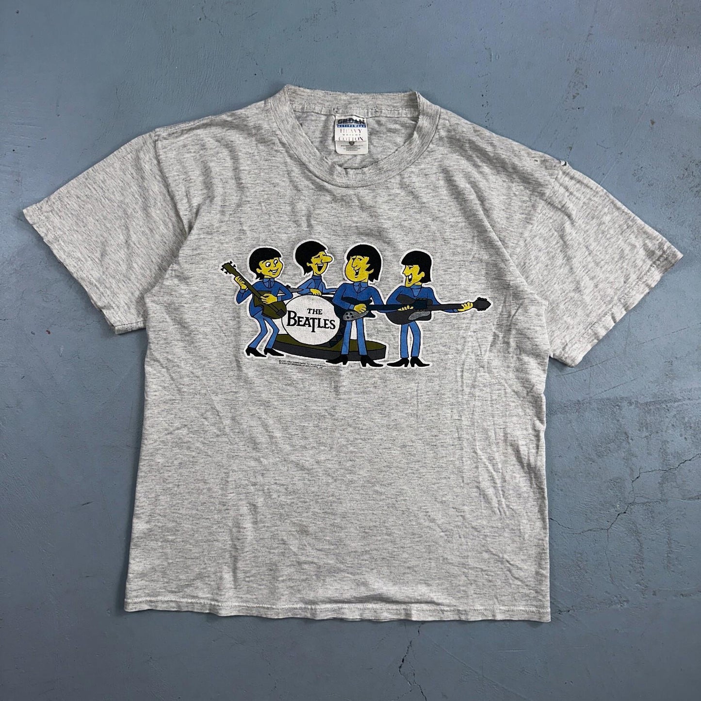 Beatles Rock Band 1997 VTG T Shirt 90s Gray Thrashed Music Grunge 1960s
