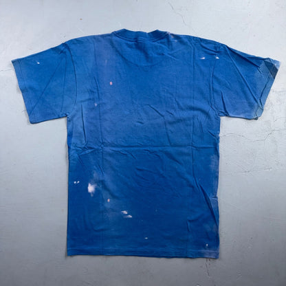 VTG 90s Nike Blank Blue T Shirt Distressed Bleached Grunge Swoosh Tag USA