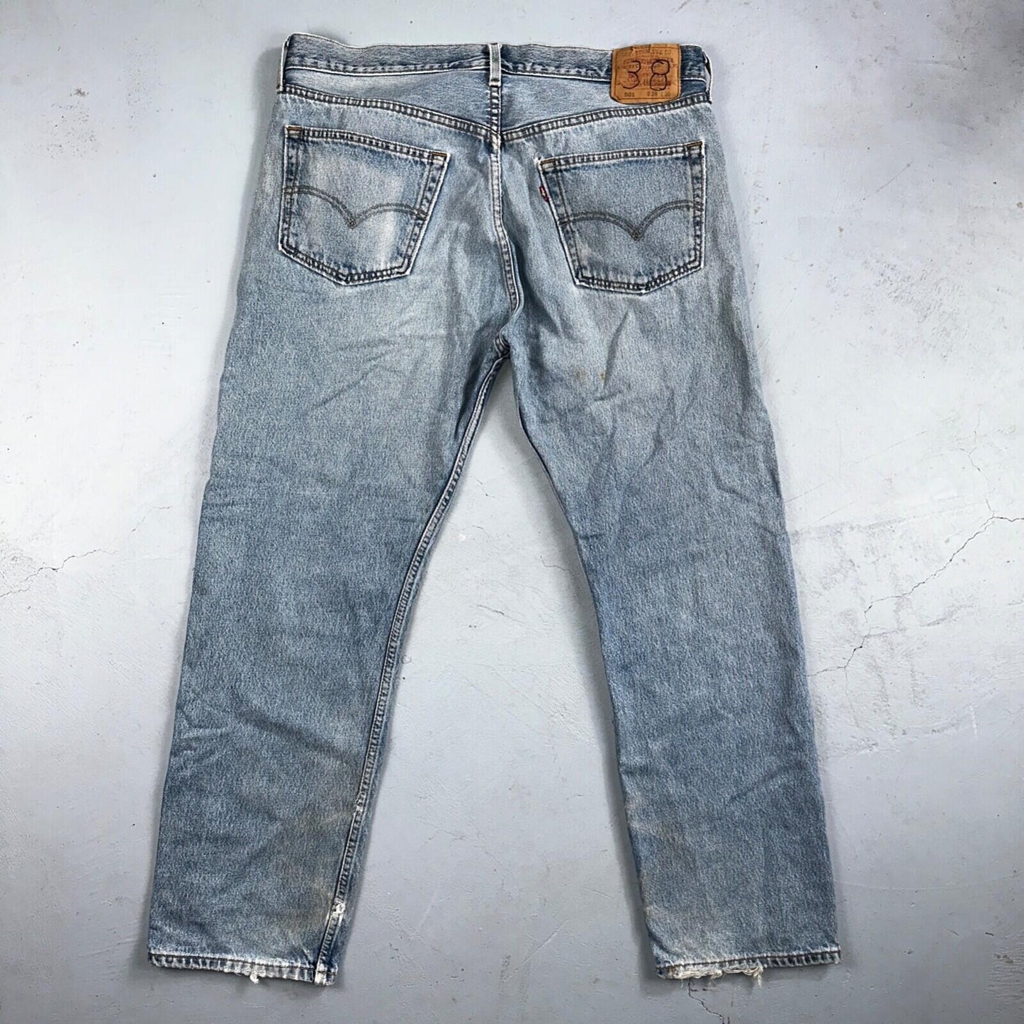 Levis 501 Vintage 90s Mexico Straight Leg Jeans 38x30 Y2K Light Wash Act 37x29