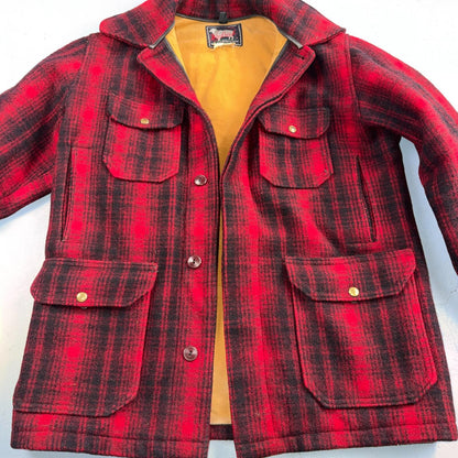 Vintage Woolrich Mackinaw Jacket 1940s Buffalo Plaid Hunting Wool Coat 40s Chore