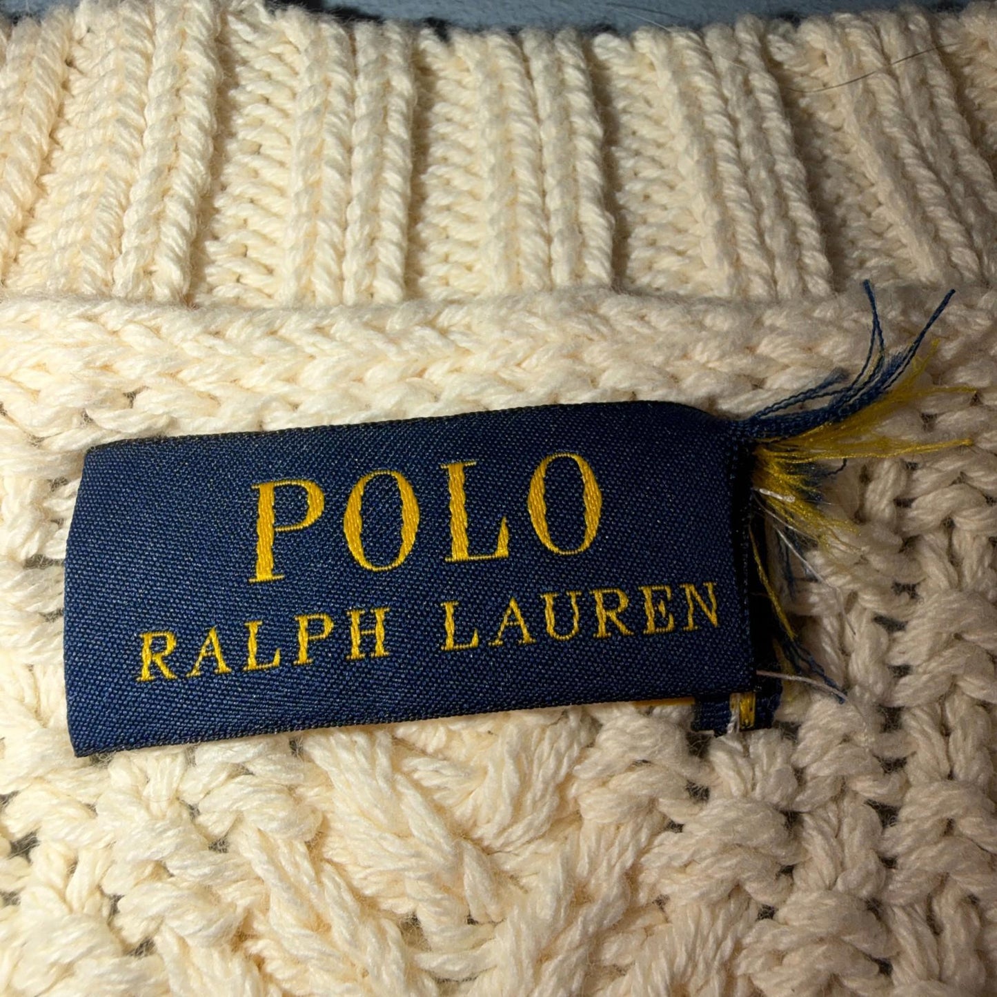 Polo Ralph Lauren Cable Knit Crew Neck Cotton Sweater Women’s XS Cream