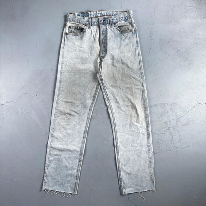 Levis 501 Vintage 90s USA XX Straight Leg Jeans Blue Light Wash 30x34 Act 28x29