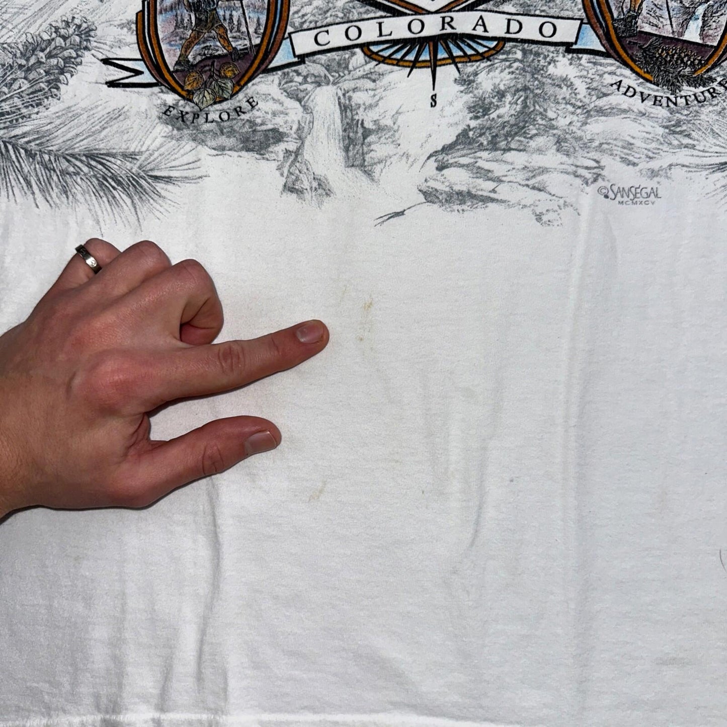 Pikes Peak Colorado Travel Anvil 90s VTG T Shirt Single Stitch Trees Explore