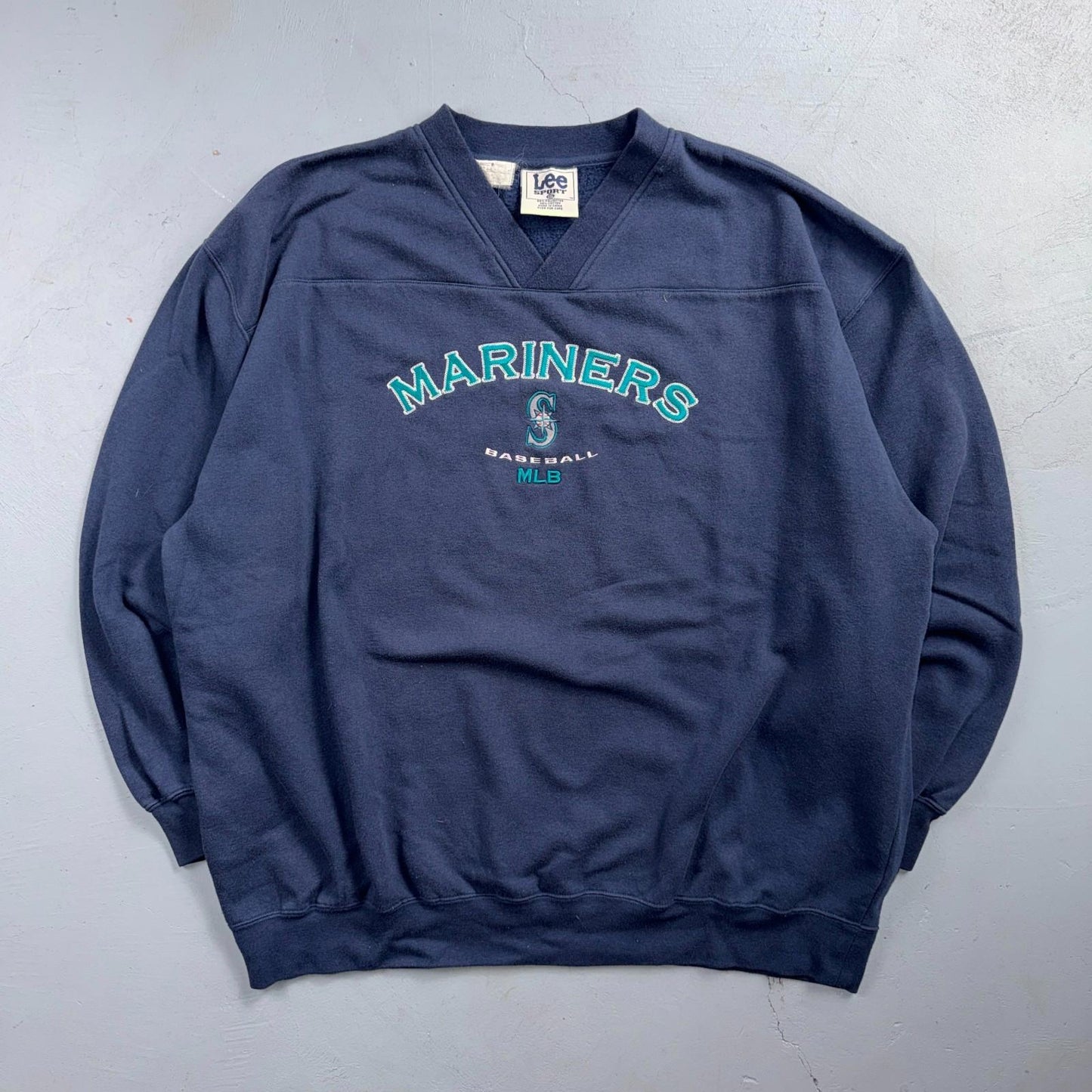 Vintage 2XL Official MLB Seattle Mariners Sweater Mens Pullover Sweatshirt Lee