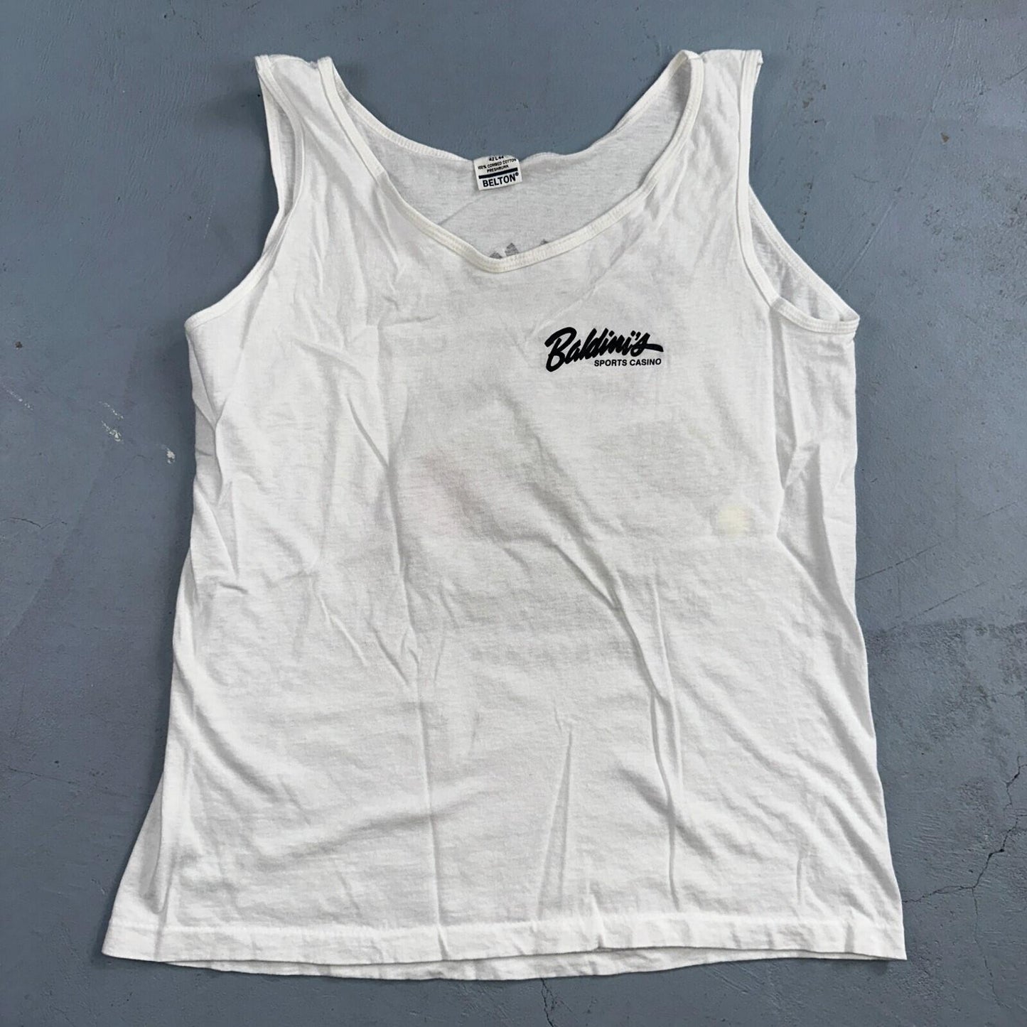 Got Balls Spalding Basketball VTG T Shirt White Tank 80s Baldinis Casino Nevada