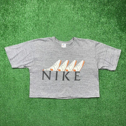 Vintage Nike T Shirt Unisex Crop Top Quad Metallic Jordan 1 Chicago 1985 Bred