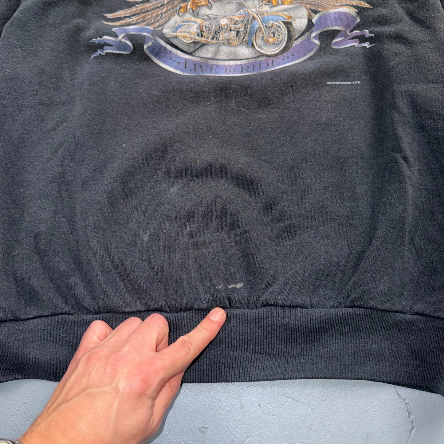 VTG 80s Harley Davidson Motorcycle Sweatshirt Nobodys Ol Lady Joliet 3D Emblem