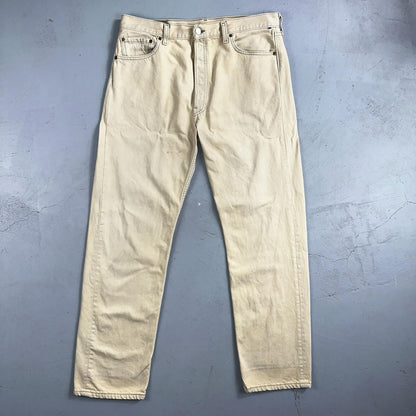 Levis 501 Vintage 90s USA XX Straight Leg Jeans Yellow Khaki 36x32 Act 34x31