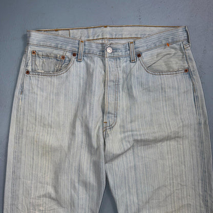 Levis 501 Vintage Y2K 90s XX Straight Leg Jeans Blue Light Wash Stripe Act 33x29