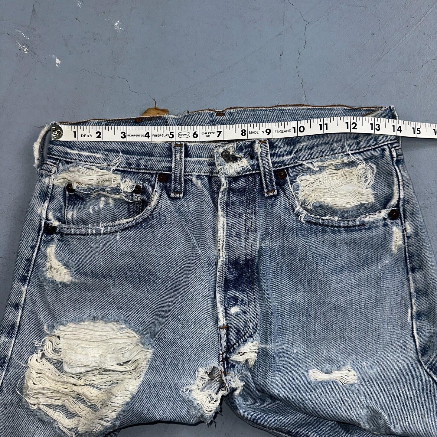 Levis 501 Vintage 80s Redline Selvedge USA XX Jeans Light Wash Thrashed Ac 28x26