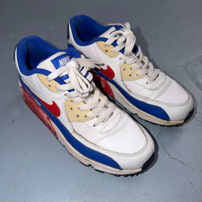 Nike Air Max 90 LTR GS Retro White Blue Red Sneakers Shoes Size 7 Y Big Kids
