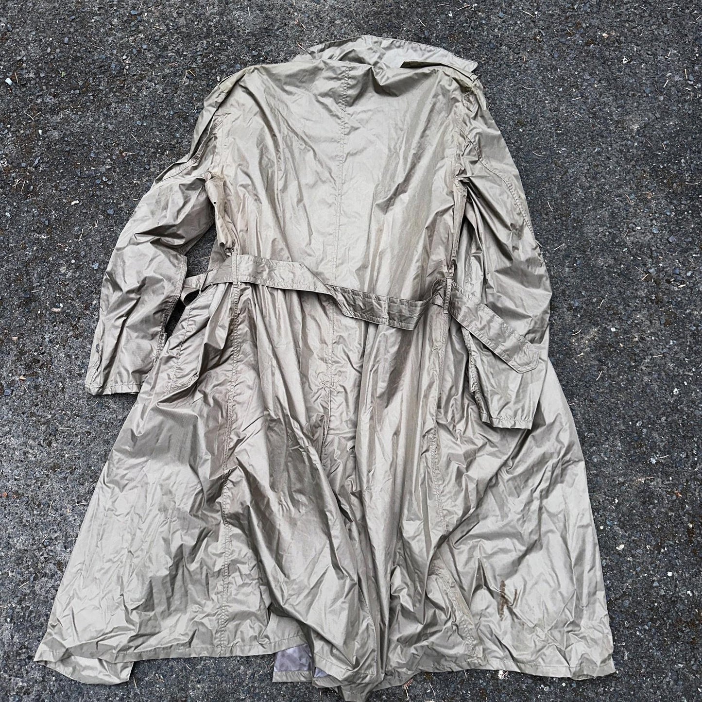 VTG 1958 US Army Mans Raincoat Nylon Taupe Shade 179 Military Uniform Mens 38L