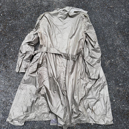 VTG 1958 US Army Mans Raincoat Nylon Taupe Shade 179 Military Uniform Mens 38L