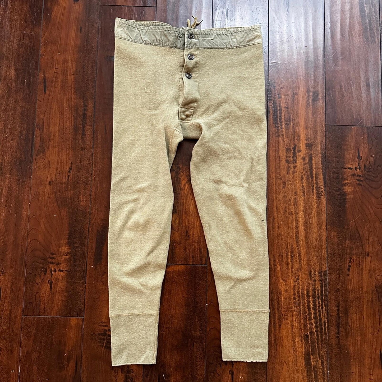 VTG WWII US Military Thermal Wool Pants Joggers Sweatpants 1940s USN Green