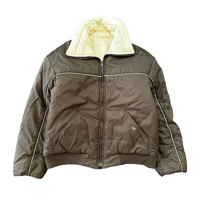 VTG Reversible Ocean Pacific Brown Insulated Puffer Jacket Double Sided 70s 80s