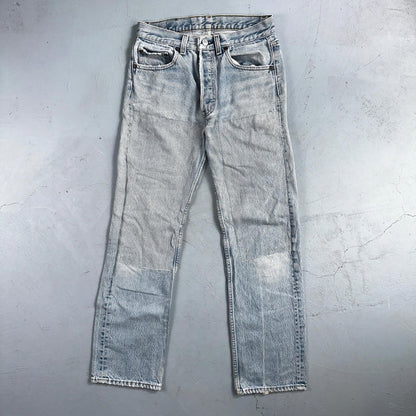 Levis 501 Vintage 80s USA XX Straight Leg Jeans Blue Light Wash Thrash Act 27x28