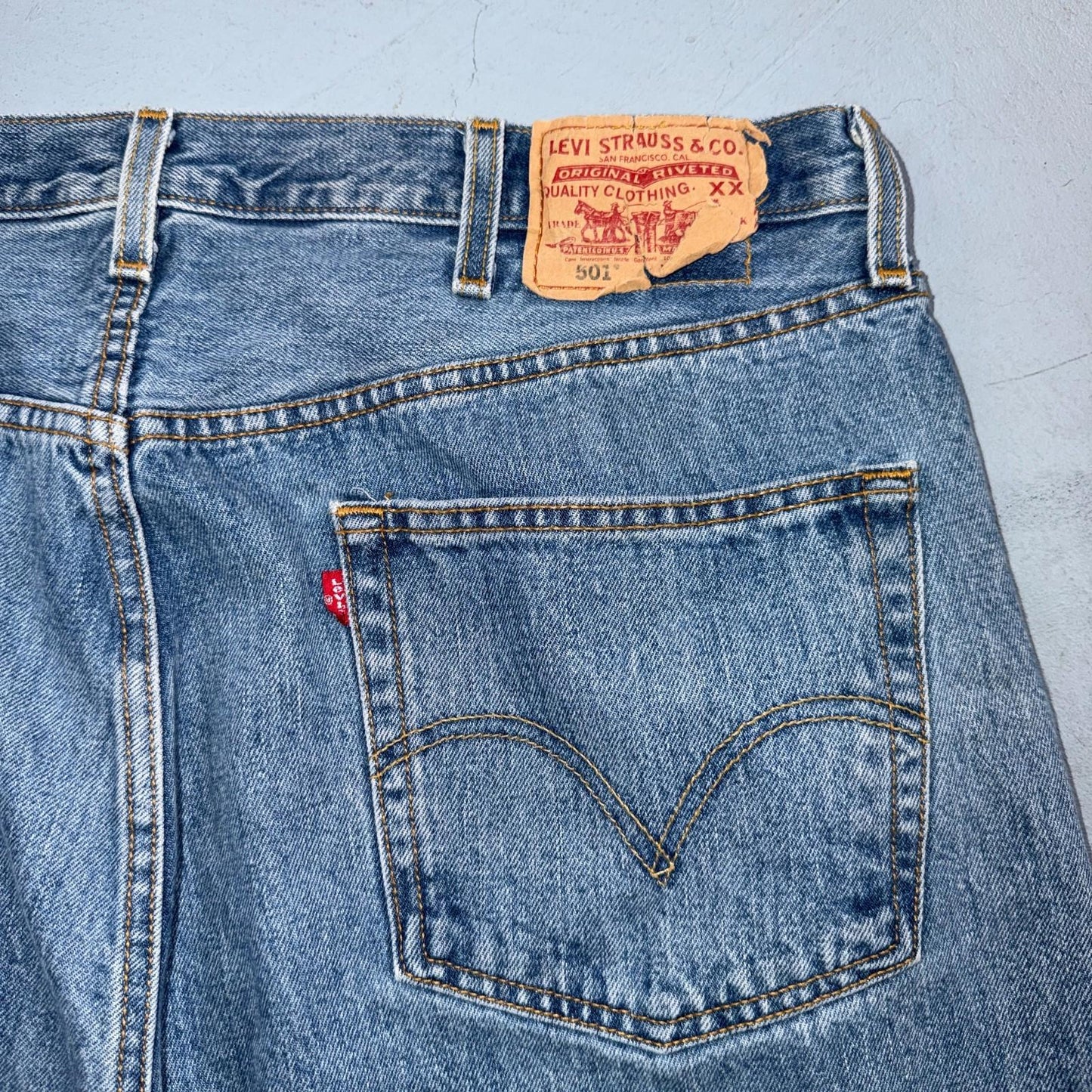 Levis 501 Vintage Y2K XX Straight Leg Jeans Blue Light Wash 38x36 Act 38x36
