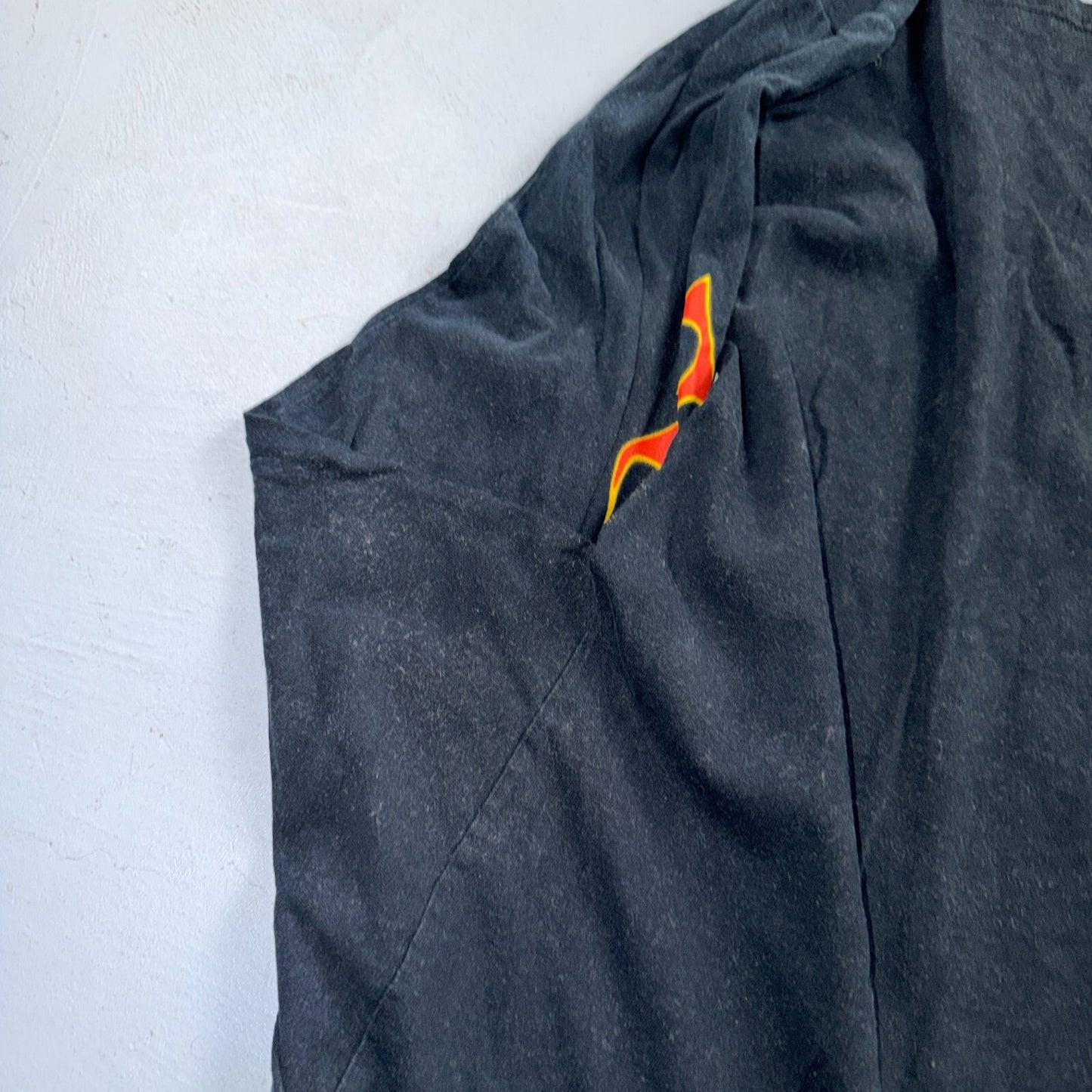VTG Y2K Zildjian Long Sleeve T Shirt Flame Sleeve Print Drums Music Faded Band