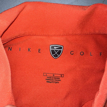 Nike Golf Dri Fit Orange Striped Polo Shirt L Large Vintage Style Sports