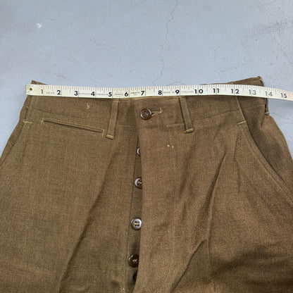 Vintage Military Pants Trousers Medium Regular 50s 40s Brown Wool Mens 30x31