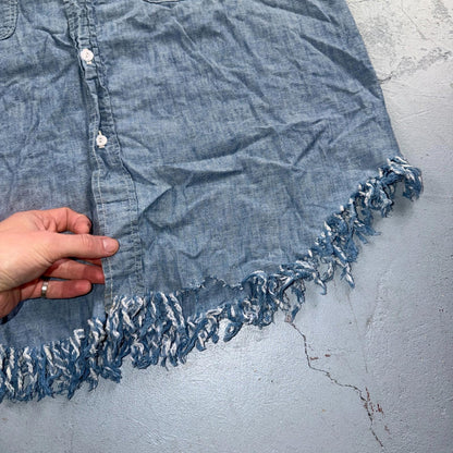 60s 70s Penneys Big Mac Blue Chambray Work Shirt Vest True Vtg Chain Stitch