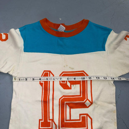 Vintage 70s Ego Trix T-Shirt Jersey Raglan USA Blue Orange #12 Distressed