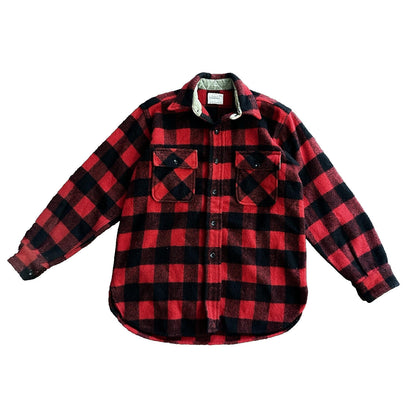 Vintage Penneys Towncraft Red Black Plaid Flannel Shirt Sz M Checker 60s 70s