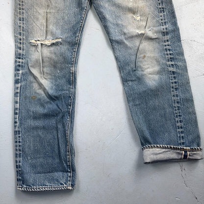Levis 501 Vintage 80s Redline Selvedge USA XX Jeans Light Wash 35x34 Act 32x29