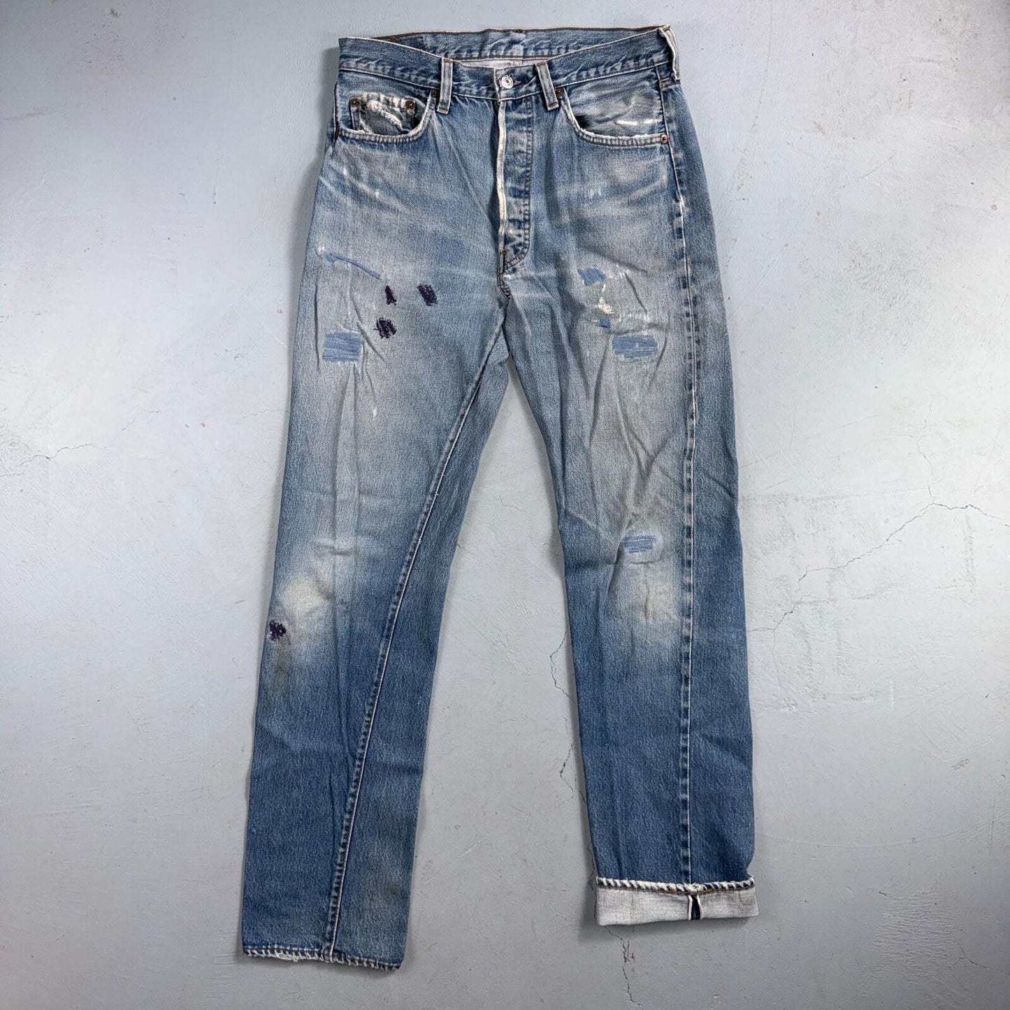 Levis 501 Vintage 80s Redline Selvedge USA XX Jeans Light Wash 34x38 Act 31x34