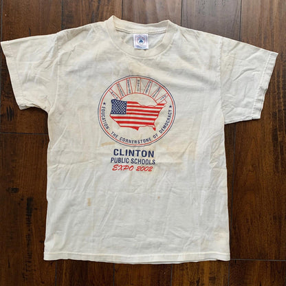 Clinton 2002 Vintage T Shirt USA Travel Pro Delta Democracy Political