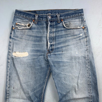 Levis 501 Vintage 80s USA XX Straight Leg Jeans Blue Light Wash 34x33 Act 32x29