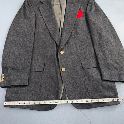 Nordstrom Vintage 42 Blazer Gray Wool Sport Coat USA 1980s Union USA Gold Button