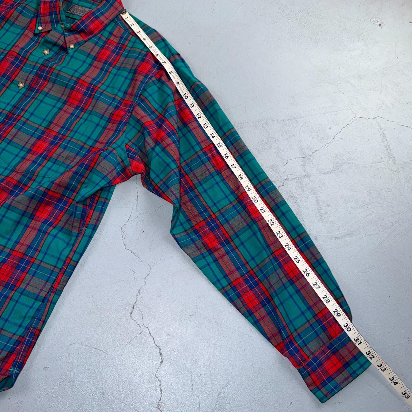 Pendleton VTG USA Made Virgin Wool BF LS Flannel Blue Red Turquoise Sz XL
