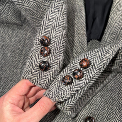 Harris Tweed Stafford Vintage 40 Blazer Gray Herringbone Wool Sport Coat USA