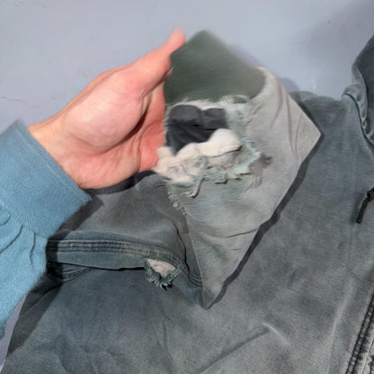 Vintage Carhartt Olive Green Hooded Jacket Bomber Coat Thrashed Faded 90s Y2K
