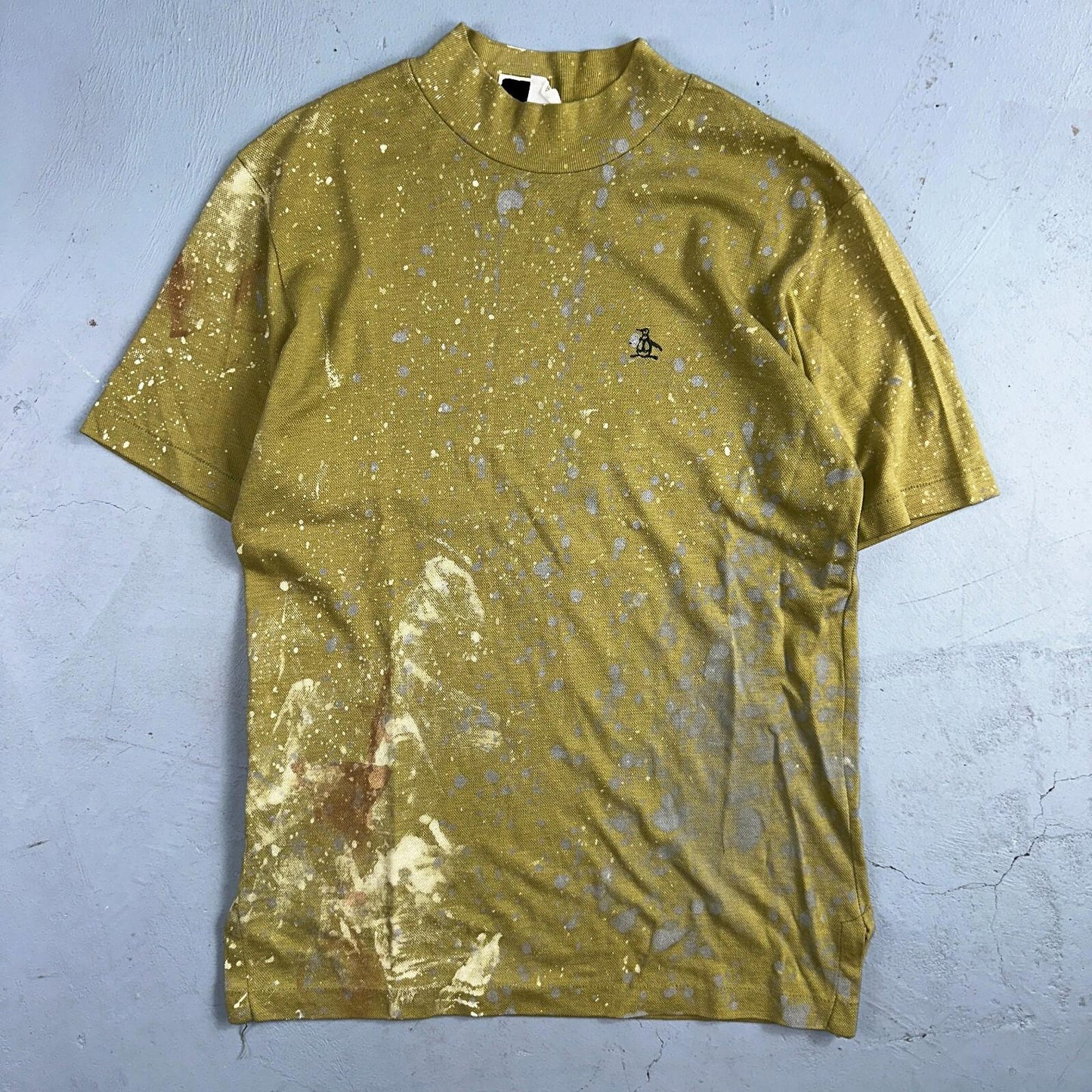 Penguin T-Shirt VTG Grand Slam Munsingwear 60s Green Paint Splatter Thrashed