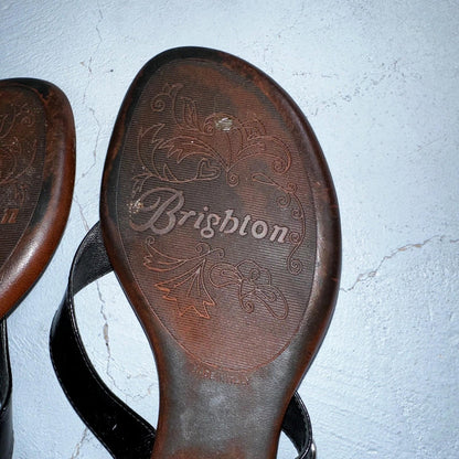 Brighton Womens Black Thong Sandals Size 8 Cute Y2K Made in Italy
