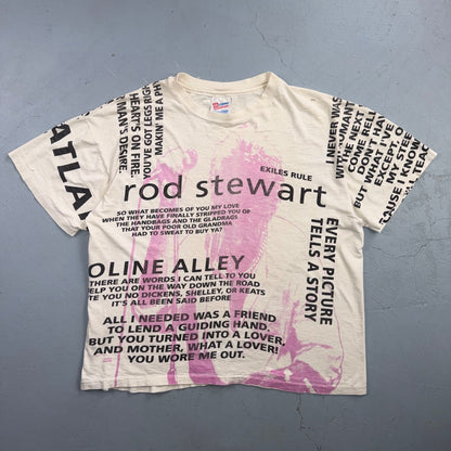 Vintage Rod Stewart Exiles Rule Tour T Shirt XL USA All Over Print AOP Big Print