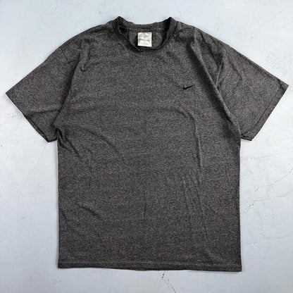 Nike Y2K Silver Tag Medium VTG T Shirt Side Center Swoosh Simple Heather Gray