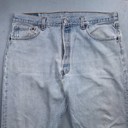 Levis 501 Vintage 90s USA XX Straight Leg Jeans Blue Light Wash 38x32 Act 36x30