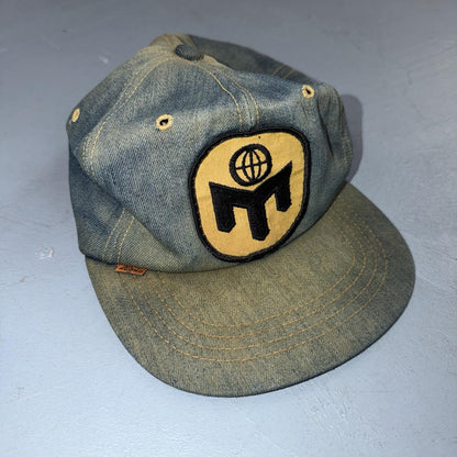 Vintage 70s Levi Strauss Denim Orange Tab Trucker Jean Cotton Snapback Hat